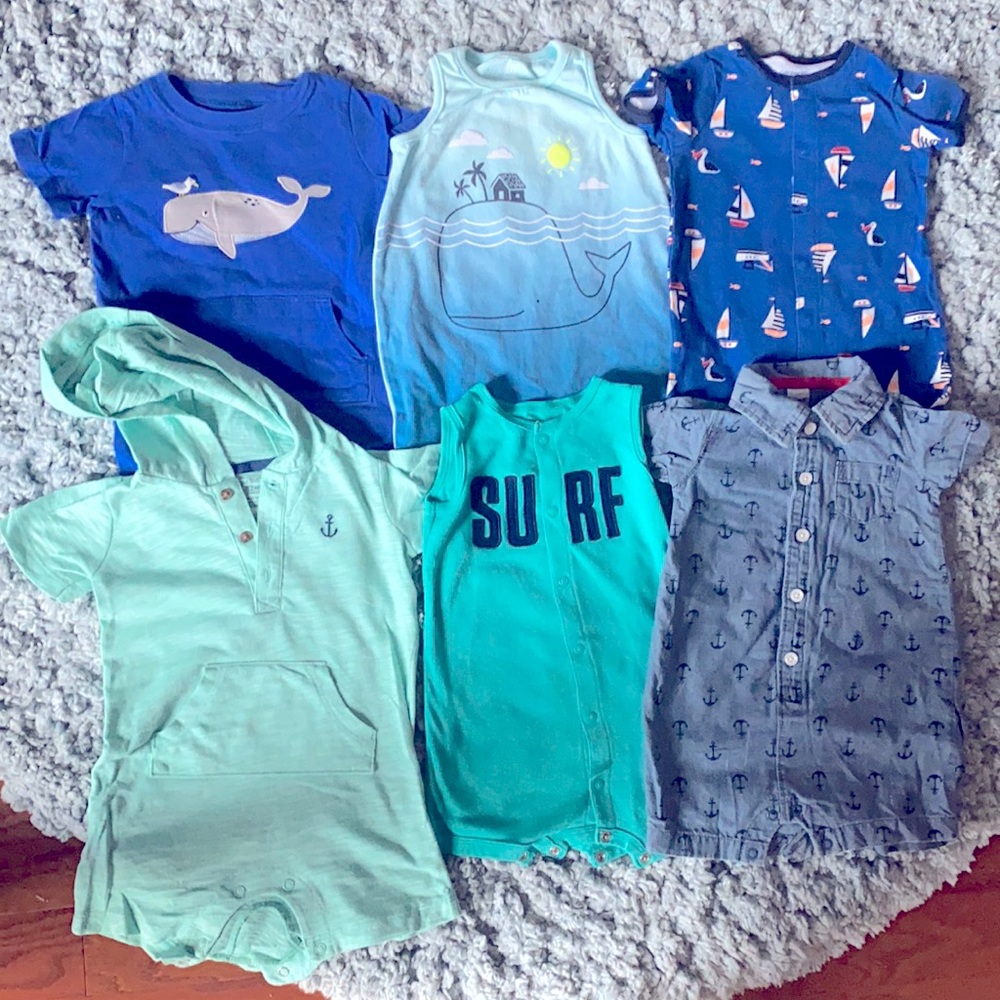 Nautical lot for 12mo baby boy summer beach whale anchor Carter’s Gap smoke free